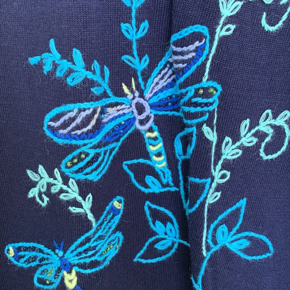 Storybook Knits Navy Dragon Fly Gathering Sweater - Picture 3 of 12